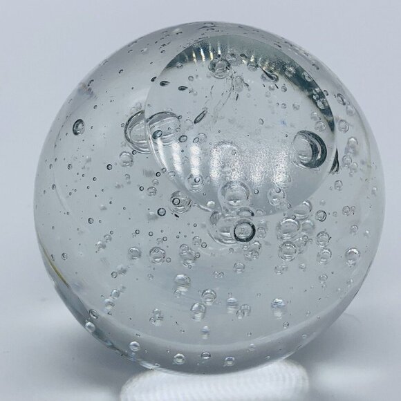 Studio Art Glass Clear Controlled Bubble Paperweight 2”T - Picture 5 of 5